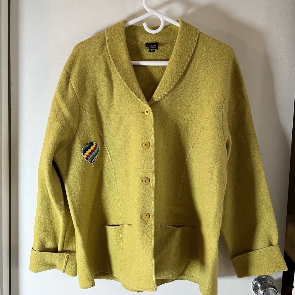 Eileen Fisher Cardigan Sweater Womens Plus XL Gray Open Front Merino Wool